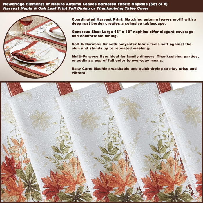 Elements of Nature Fall Foliage Fabric Thanksgiving Tablecloth, Wrinkle Resistant