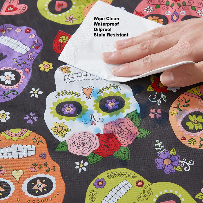 Halloween Sugar Skull Vinyl Flannel Backed Tablecloth by Newbridge