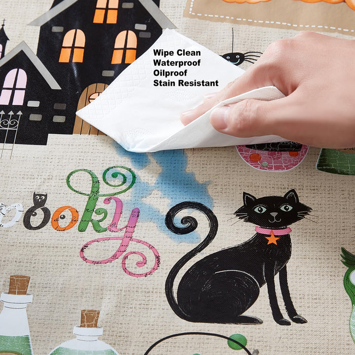 Newbridge Happy Halloween Witches Brew Vinyl Flannel Backed Tablecloth