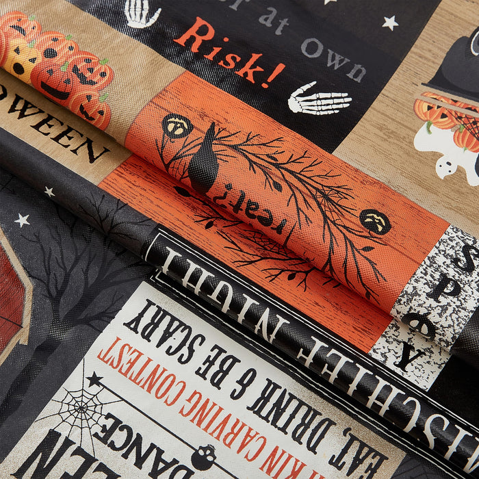 Rustic Spooky Farm Halloween Vinyl Tablecloth with Flannel Backing by Newbridge