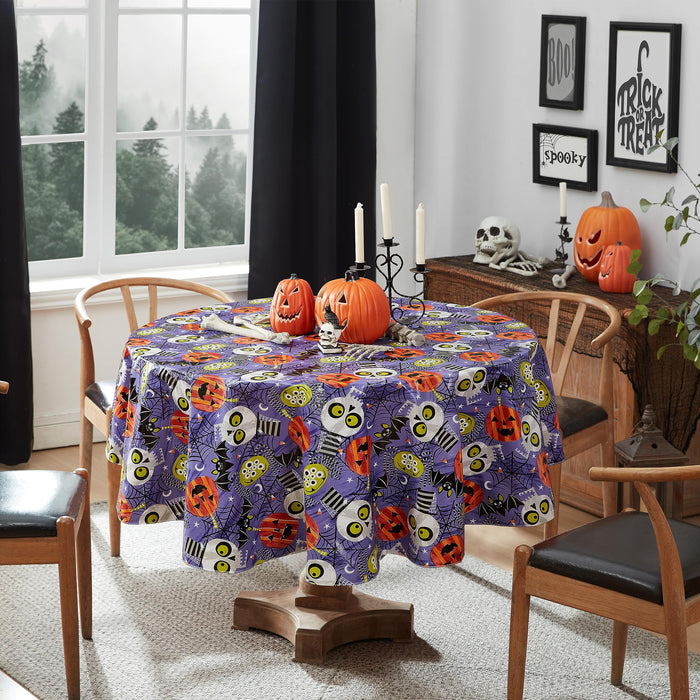 Ghoulish Gang Halloween Vinyl Tablecloth with Flannel Backing by Newbridge