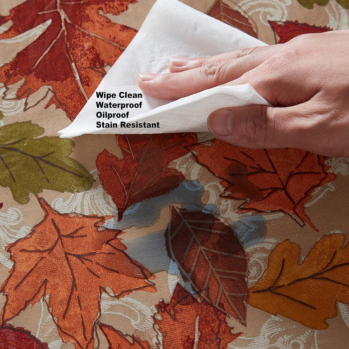 Leaves are Falling Autumn and Thanksgiving Print Vinyl Flannel Backed Tablecloth by Newbridge