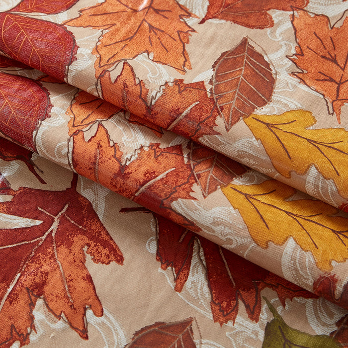 Leaves are Falling Autumn and Thanksgiving Print Vinyl Flannel Backed Tablecloth by Newbridge