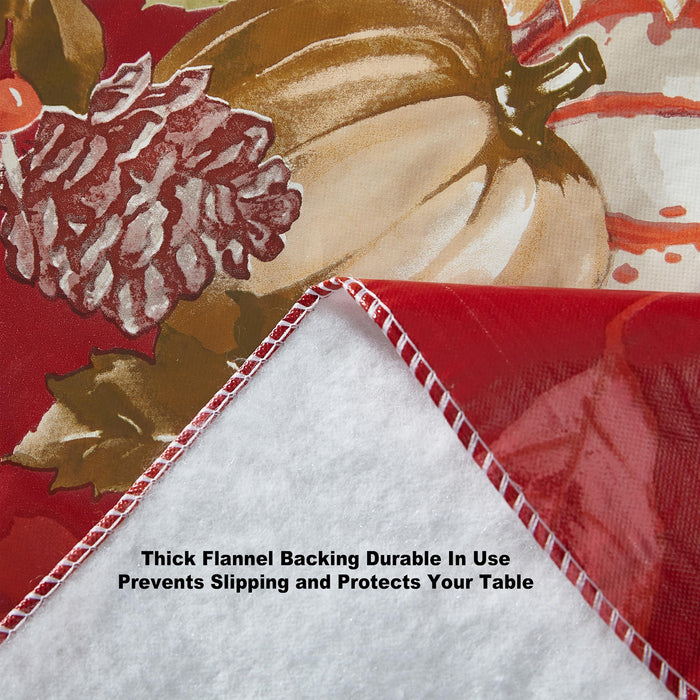 Bountiful Fall Harvest Vinyl Flannel Backed Autumn Tablecloth by Newbridge