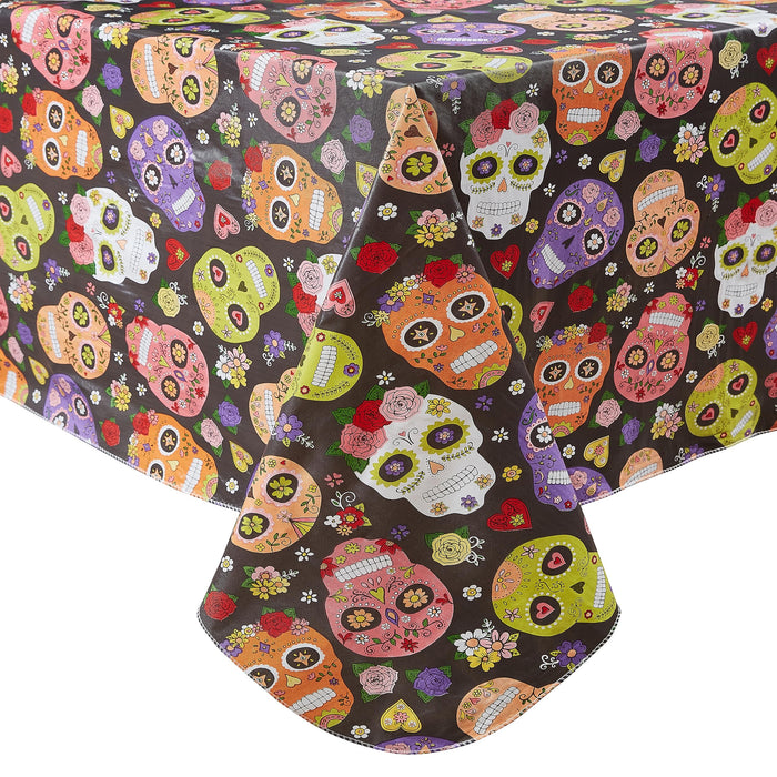 Halloween Sugar Skull Vinyl Flannel Backed Tablecloth by Newbridge