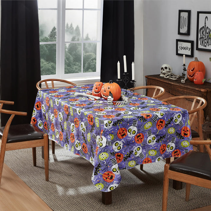 Ghoulish Gang Halloween Vinyl Tablecloth with Flannel Backing by Newbridge