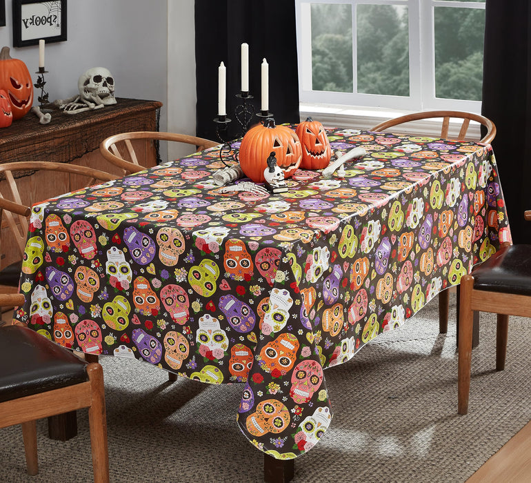 Halloween Sugar Skull Vinyl Flannel Backed Tablecloth by Newbridge