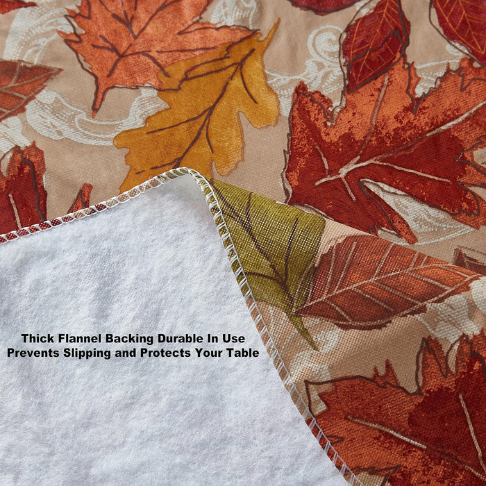 Leaves are Falling Autumn and Thanksgiving Print Vinyl Flannel Backed Tablecloth by Newbridge