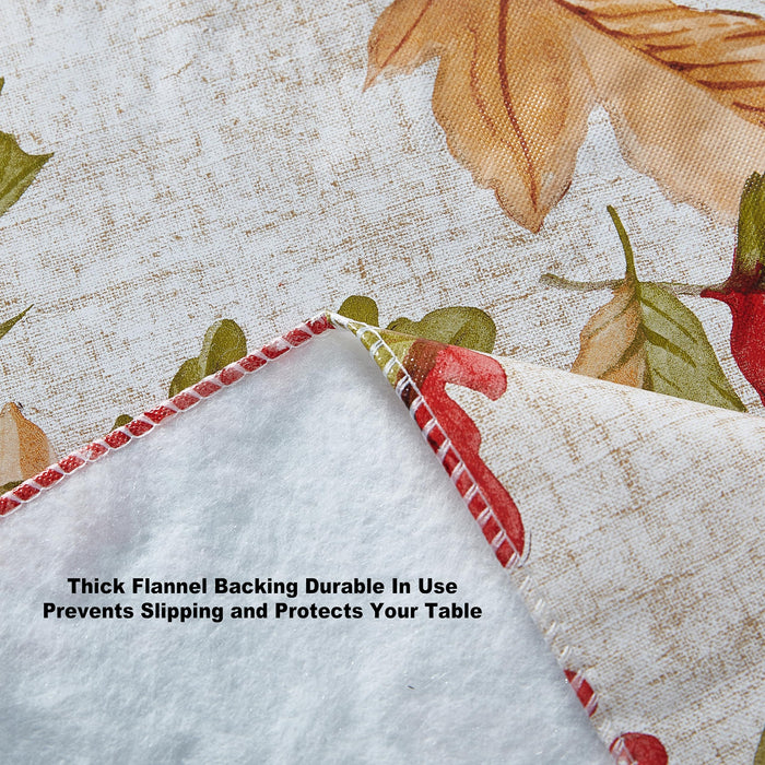 Rustic Fall Acorn and Leaf Print Autumn Vinyl Flannel Backed Tablecloth, Thanksgiving Autumn Leaves by Newbridge