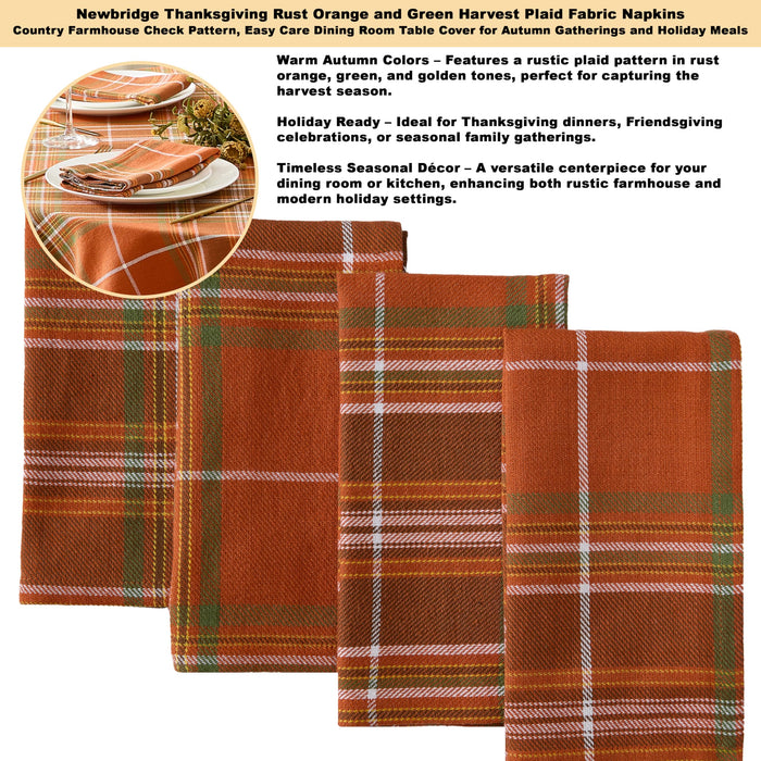 Culloden Plaid 100% Cotton Tablecloth & Napkins, Rust Green Fall Farmhouse Decor